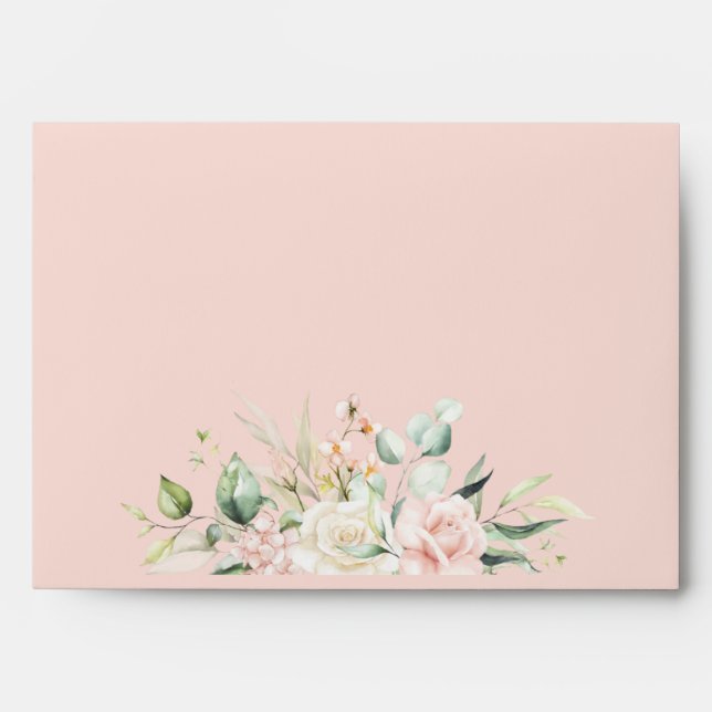 Wedding Floral Elegant Pink Chic Customised  Envelope (Front)