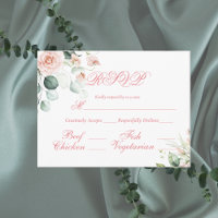 Wedding Floral Elegant Pink Script RSVP Budget