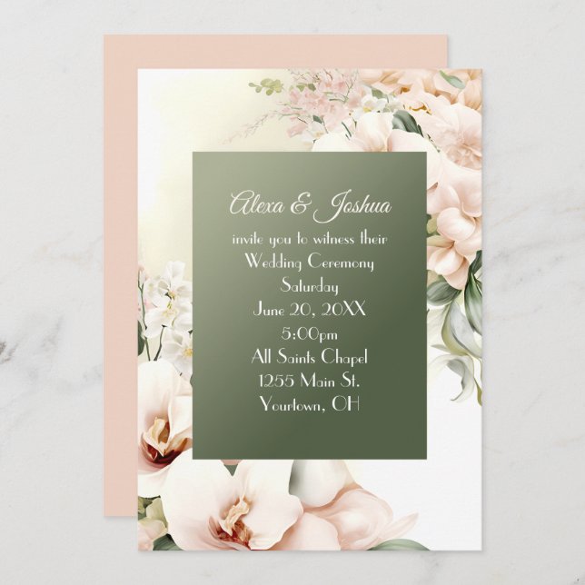 Wedding Floral Frame Invitation (Front/Back)