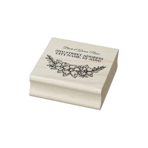 Wedding floral Frame Party Return Address Rubber Stamp