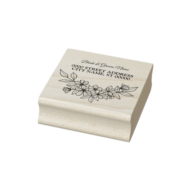 Wedding floral Frame Party Return Address Rubber Stamp (Stamp)