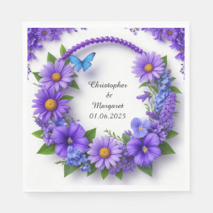 Wedding Floral Frame with Colourful Flowers Napkin