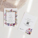 Wedding Floral Garden QR Code All In One  Invitation<br><div class="desc">Colourful & elegant spring flower & wildflower wedding invitation with QR code and more detailed information on the back.  Bold and fun watercolor floral frame design to add that special pop of colour to your wedding.</div>