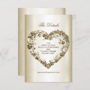 Wedding Floral Golden Ornate Heart Frame Elegant Enclosure Card