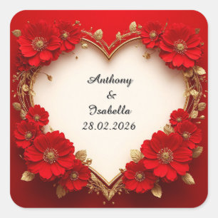 ❤️ Wedding Floral Heart For Custom Love Gifts ✨ Square Sticker