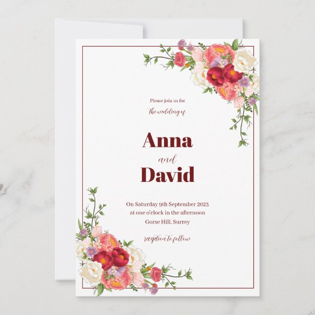 Wedding Floral Invitation (Front)