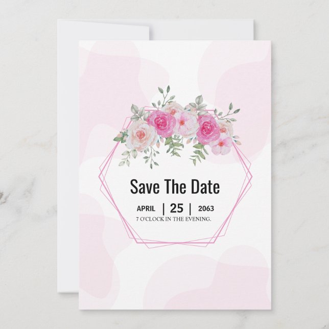 Wedding Floral Invitation Card Desig Save The Date (Back)