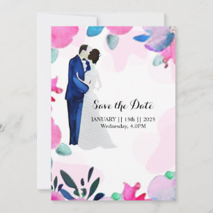 Wedding floral invitation card save the date