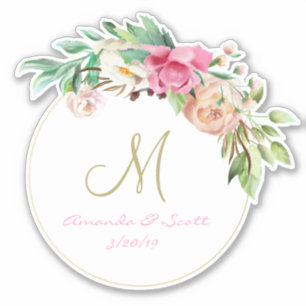Wedding Floral Monogram Cut Out Wreath