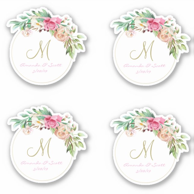 Wedding Floral Monogram Cut Out Wreath (Front)