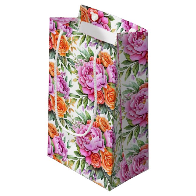 Wedding Floral Print Gift Bag (Front Angled)