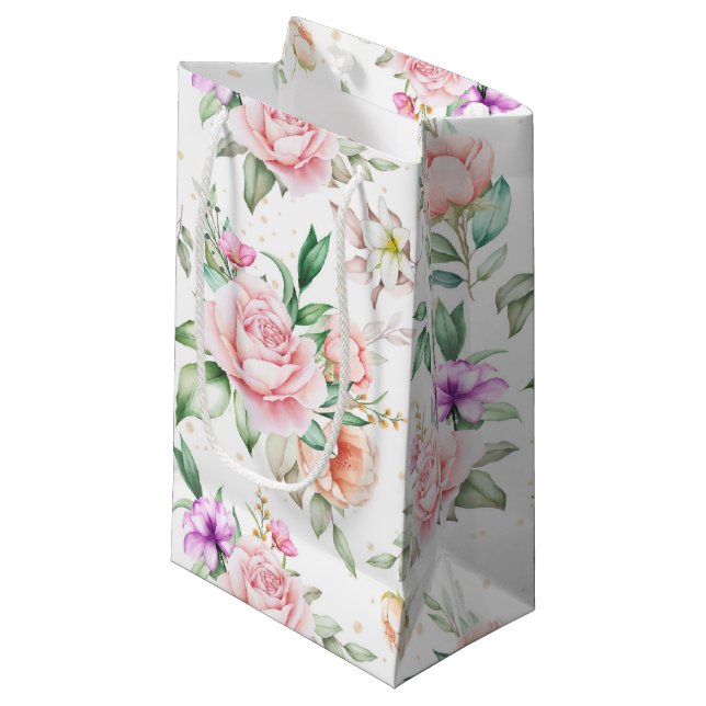 Wedding Floral Print Gift Bag (Front Angled)