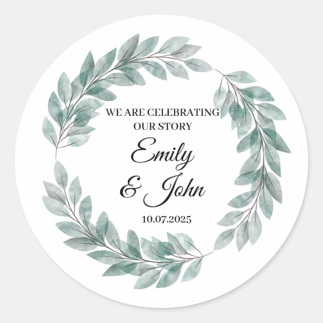 Wedding Floral Round Stickers (Front)