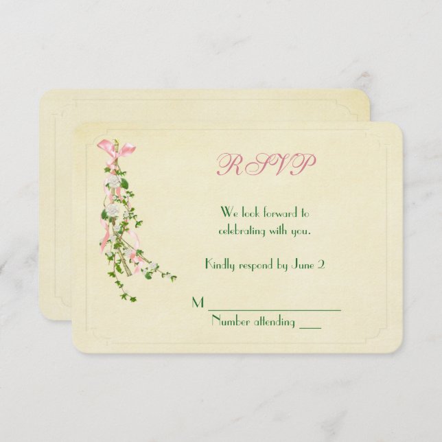 Wedding Floral Twig RSVP Invitation (Front/Back)