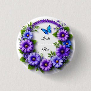Wedding Floral Wreath 3 Cm Round Badge
