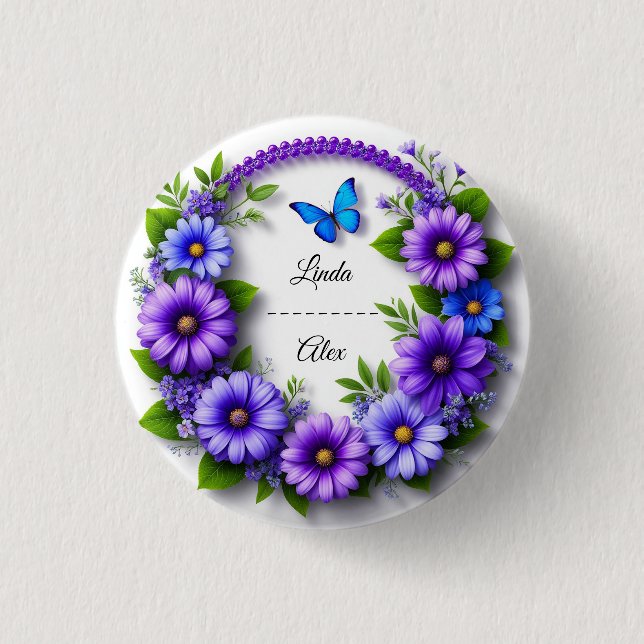 Wedding Floral Wreath 3 Cm Round Badge (Front)