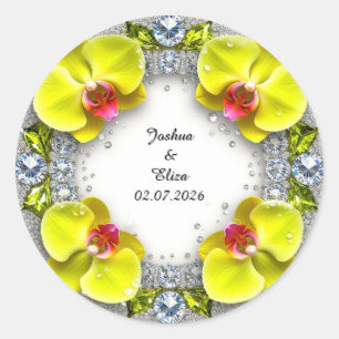 Wedding Floral Wreath Classic Round Sticker