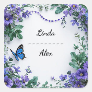 Wedding Floral Wreath Square Sticker