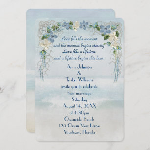 Wedding Flower Arch On Ocean Watercolor Invitation