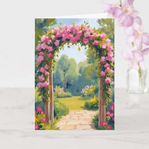 Wedding Flower Arch Watercolor Marriage Painting Card