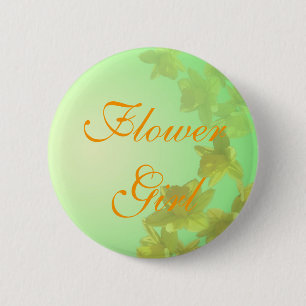wedding flower girl  button, yellow tulip flowers 6 cm round badge