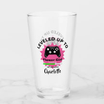 Wedding  Flower Girl Levelled Up Gamer Fun Glass