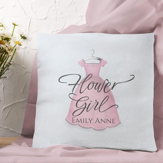 Wedding Flower Girl Vintage Pink Dress Cute Cushion (Creator Uploaded)