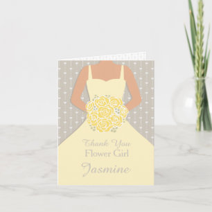Wedding flower girl yellow dress thank you card