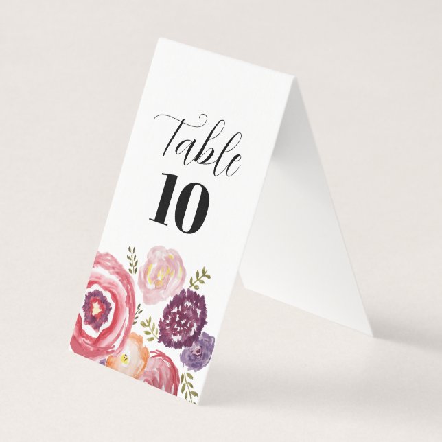 Wedding Flower Painting Table Number (Front)