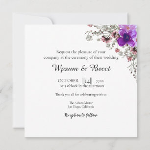 Wedding Flower Square Card Template Vector