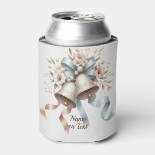 Wedding Flowers Bells Pink Blue Ribbons Beautiful Can Cooler