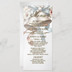 Wedding Flowers Bells Pink Blue Ribbons Beautiful Menu