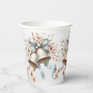 Wedding Flowers Bells Pink Blue Ribbons Beautiful Paper Cups
