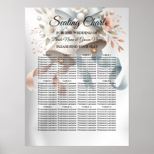 Wedding Flowers Bells Pink Blue Ribbons Beautiful Poster