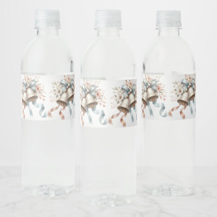 Wedding Flowers Bells Pink Blue Ribbons Beautiful Water Bottle Label