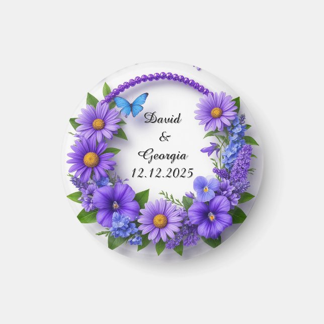 Wedding Flowers Circular Frame Magnet (Front)