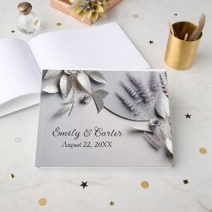 Wedding Flowers On Silver Guest Book
