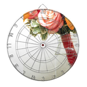 wedding flowers pink orange rose customise dartboard