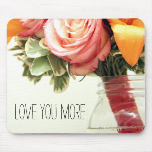 wedding flowers pink orange rose customise mouse pad
