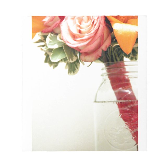 wedding flowers pink orange rose customise notepad (Front)