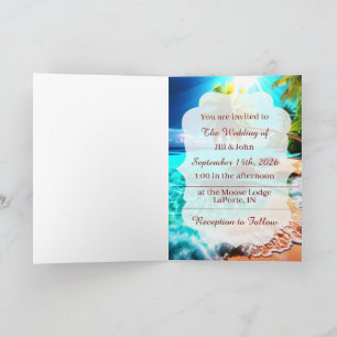 Wedding Folding Invitation Tropical Beach