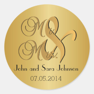 Wedding for the Mr & Mrs   Personalise Classic Round Sticker