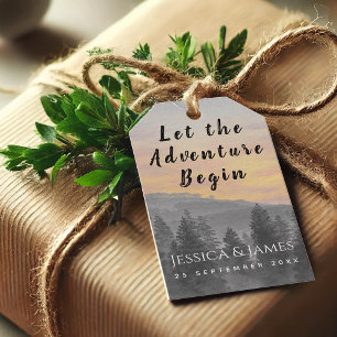 Wedding Forest Mountain Let the Adventure Begin Gift Tags