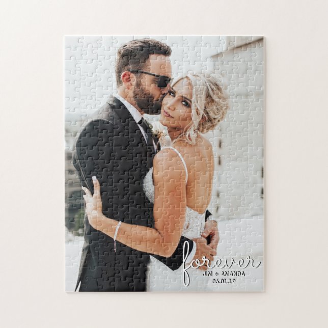 Wedding Forever Names Date Photo Jigsaw Puzzle (Vertical)