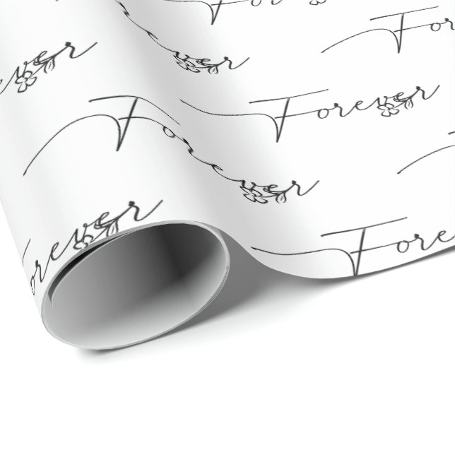 Wedding FOREVER Text On White Wrapping Paper (Roll Corner)
