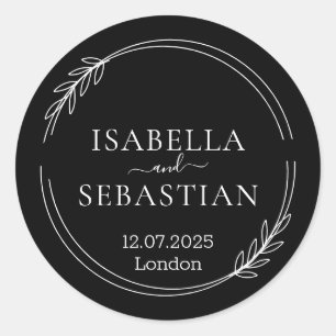 Wedding Formal Black Colour Classic Round Sticker