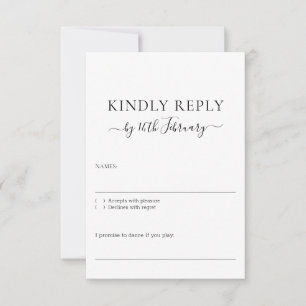 Wedding Formal Black Signature Kindly Reply RSVP Card