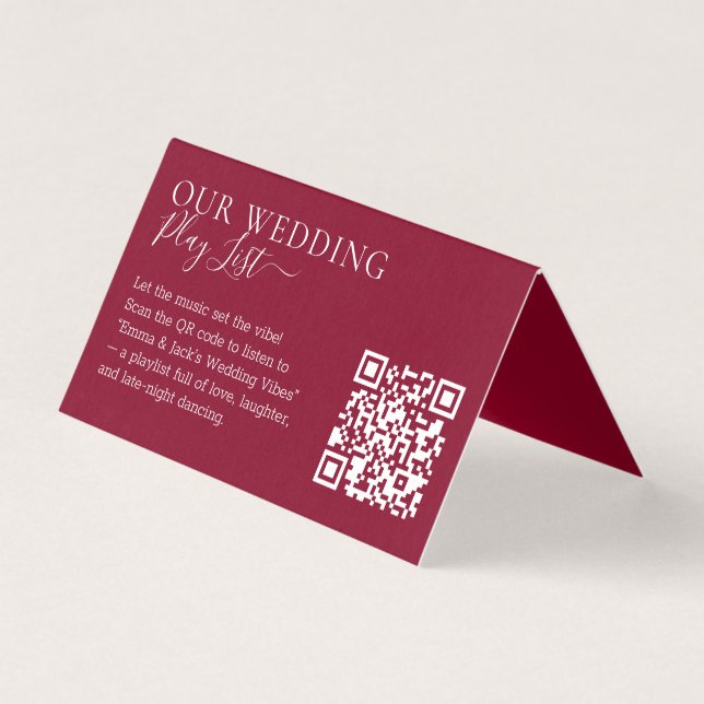 Wedding Formal Burgundy QR Code Playlist (Front)