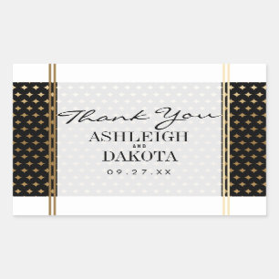 Wedding   Formal Gold Gradient Diamonds on Black Rectangular Sticker