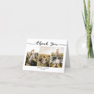 Wedding Four Photos Elegant Thank You Script